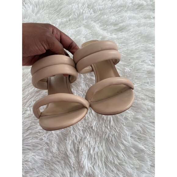 Aldo Nude Beige Heeled Sandals With Double Strap Design & Stiletto Heel Size 7 - Picture 5 of 9